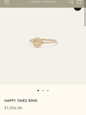 Gjenmi Happy Times Smiley Ring in Gold